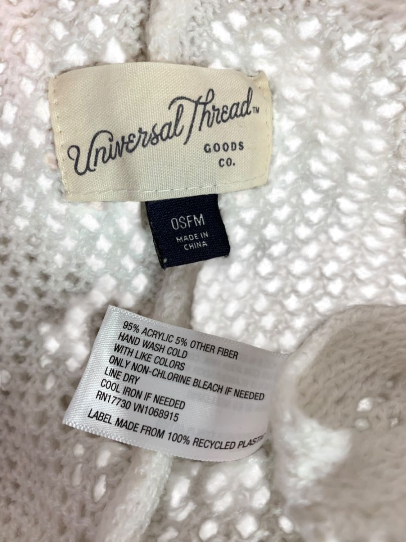 One Size Universal Thread Womens Loose Knit Cardigan White Brown Open Sweater