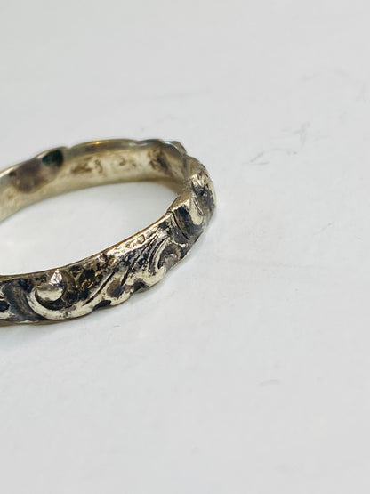 Vintage Size 8 Sterling Silver Ring Band Vines Design