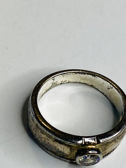 Vintage Size 6.5 Solitaire Ring Sterling Silver Tarnished
