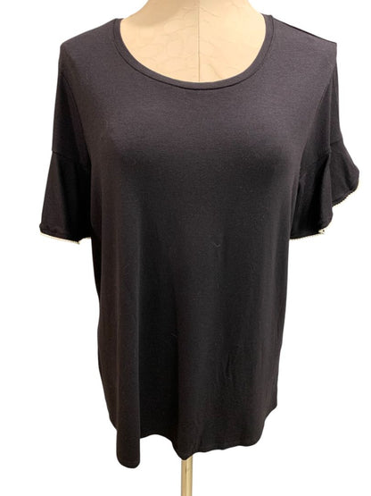 Size XL Apt 9 Womens Black New Tshirt Faux Pearl Trim Sleeve