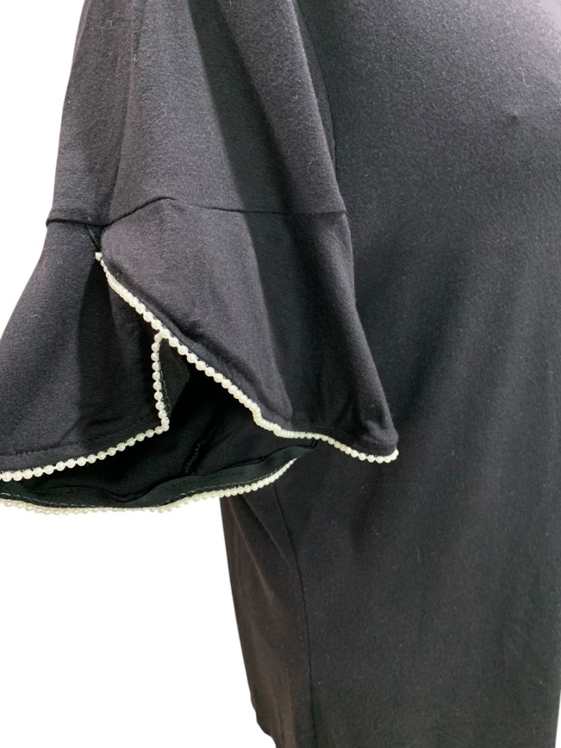 Size XL Apt 9 Womens Black New Tshirt Faux Pearl Trim Sleeve