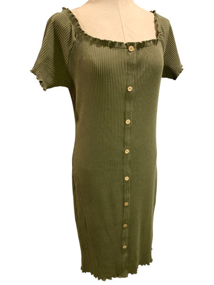 Size 3X Derek Heart Plus Army Green Rib Knit Pullover Dress
