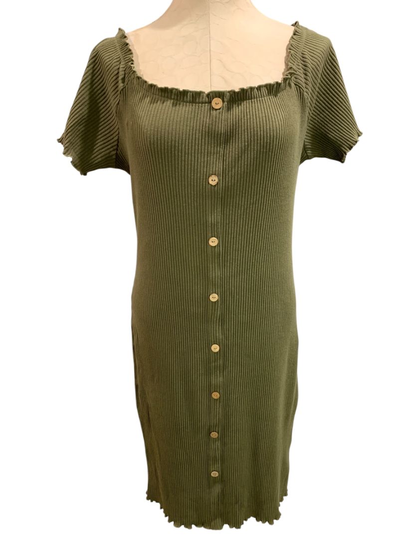 Size 3X Derek Heart Plus Army Green Rib Knit Pullover Dress