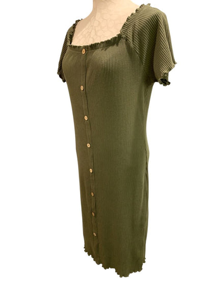 Size 3X Derek Heart Plus Army Green Rib Knit Pullover Dress