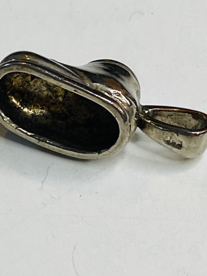 Vintage Sterling Silver 925 Babys Shoe Charm with Sapphire Rhinestone September 23mm