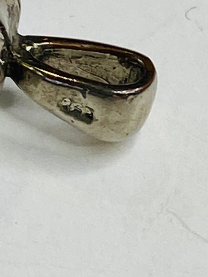 Vintage Sterling Silver 925 Babys Shoe Charm with Sapphire Rhinestone September 23mm