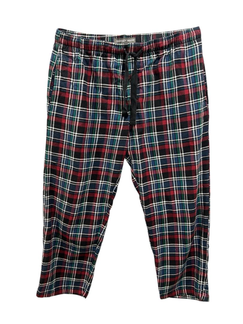 Size XL Geoffrey Beene Mens Flannel Sleep Pants Plaid Pockets Elastic Drawstring