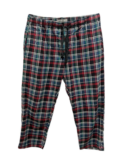 Size XL Geoffrey Beene Mens Flannel Sleep Pants Plaid Pockets Elastic Drawstring