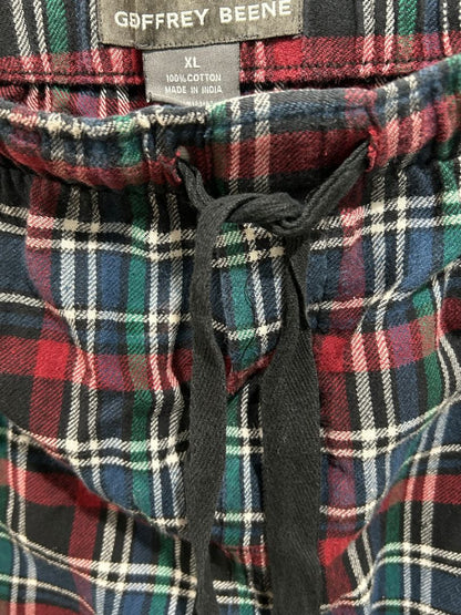 Size XL Geoffrey Beene Mens Flannel Sleep Pants Plaid Pockets Elastic Drawstring