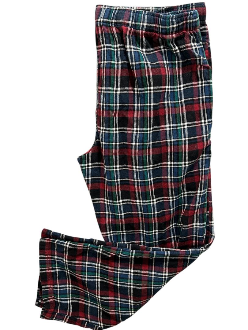 Size XL Geoffrey Beene Mens Flannel Sleep Pants Plaid Pockets Elastic Drawstring
