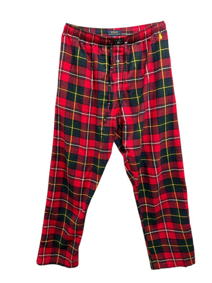 Large Polo Ralph Lauren Mens Sleep Pants Elastic Drawstring Pockets Red Plaid