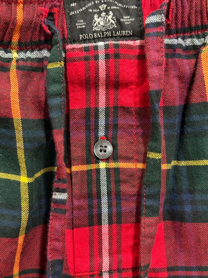 Large Polo Ralph Lauren Mens Sleep Pants Elastic Drawstring Pockets Red Plaid