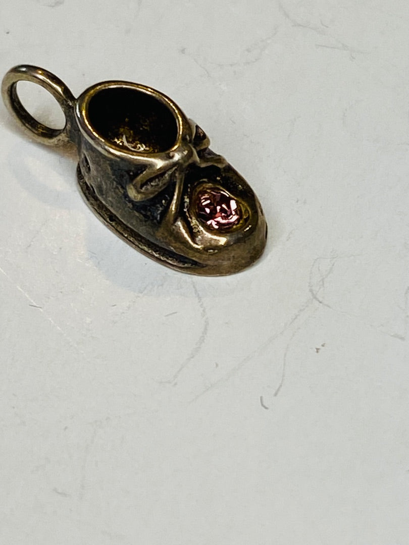 Vintage Sterling Silver 925 Babys Shoe Charm 14mm