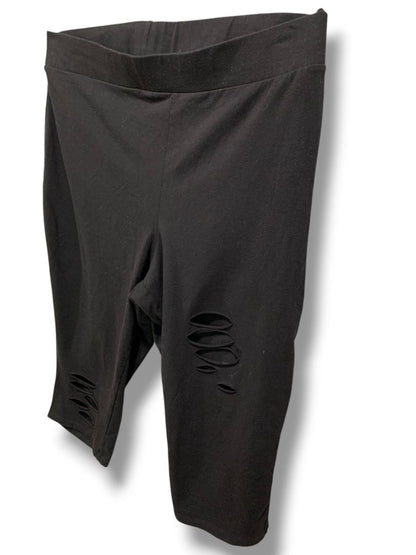 Size 4X Torrid Womens Black Distressed Leggings Below Knee 18" Inseam