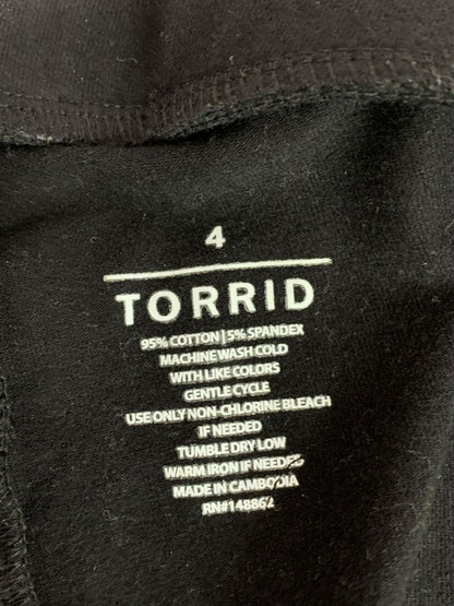 Size 4X Torrid Womens Black Distressed Leggings Below Knee 18" Inseam