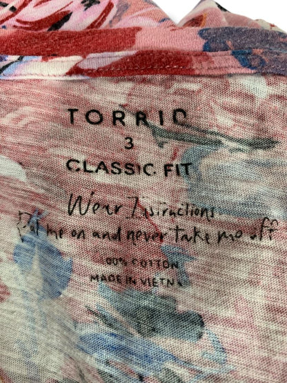 Size 3X Torrid Womens Pink Tshirt Floral Print V-Neck Classic Fit