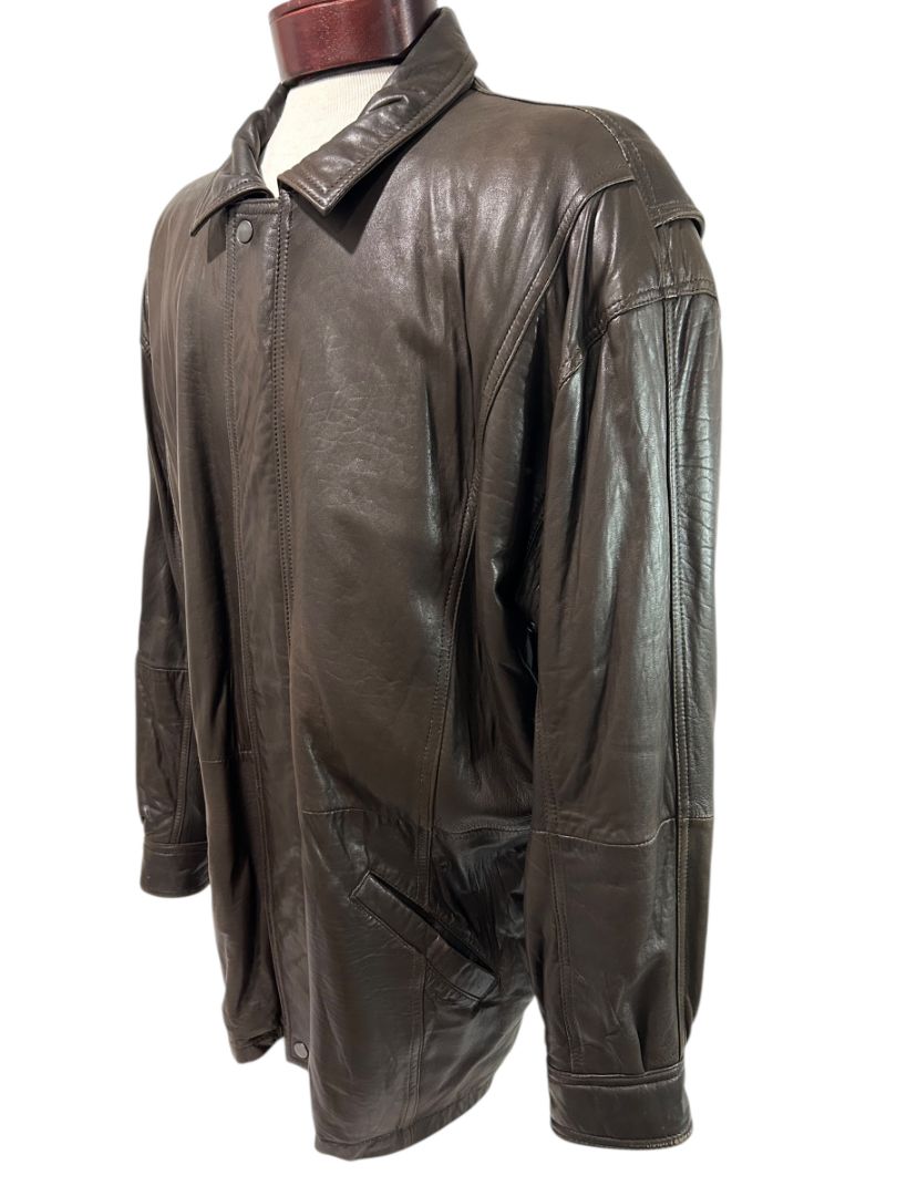 Medium Andrew Marc Men's Soft Brown Leather Coat Insulated Full Zip