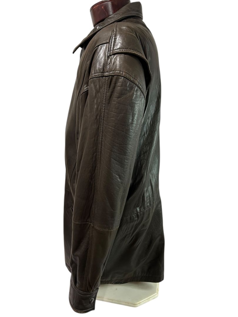 Medium Andrew Marc Men's Soft Brown Leather Coat Insulated Full Zip