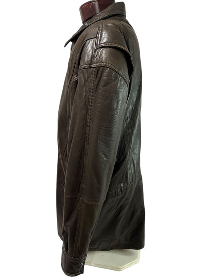 Medium Andrew Marc Men's Soft Brown Leather Coat Insulated Full Zip