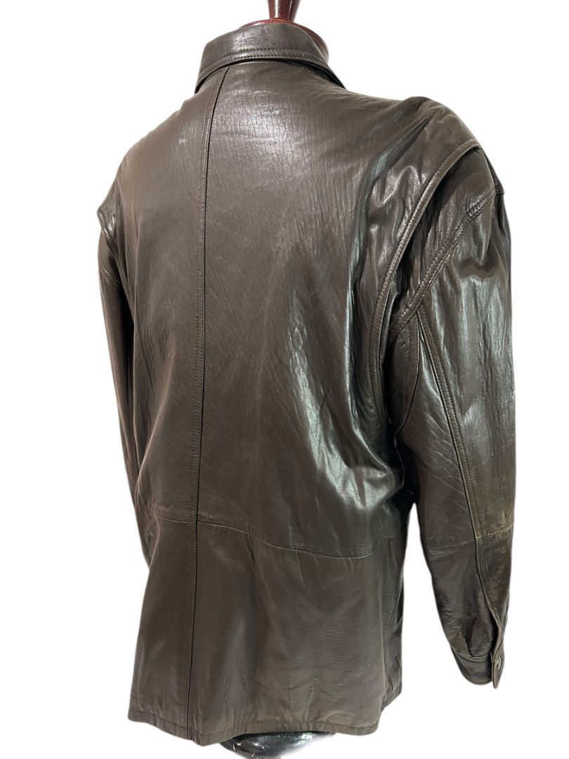 Medium Andrew Marc Men's Soft Brown Leather Coat Insulated Full Zip