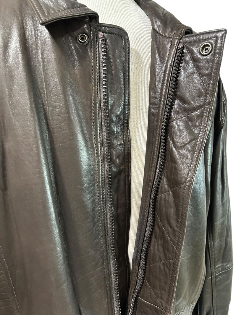 Medium Andrew Marc Men's Soft Brown Leather Coat Insulated Full Zip