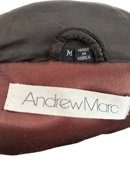 Medium Andrew Marc Men's Soft Brown Leather Coat Insulated Full Zip
