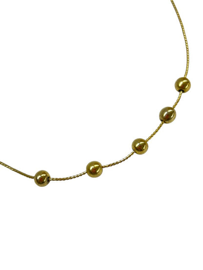 Delicate Goldtone 15.5" Necklace Chain Spaced Round Beads Spring Clasp