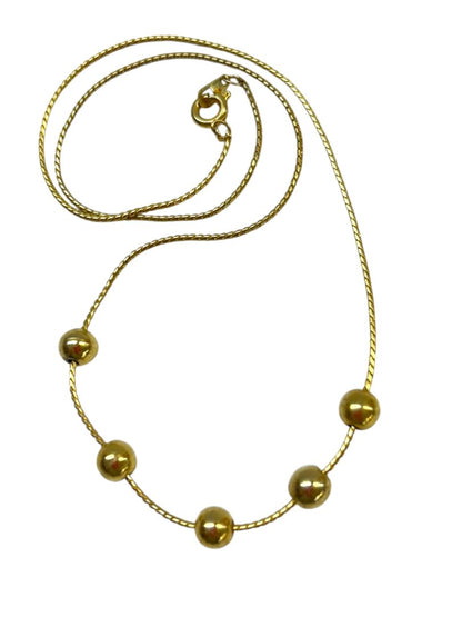 Delicate Goldtone 15.5" Necklace Chain Spaced Round Beads Spring Clasp