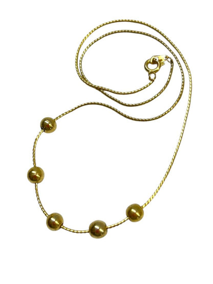 Delicate Goldtone 15.5" Necklace Chain Spaced Round Beads Spring Clasp