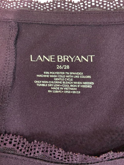Size 26/28 Lane Bryant Womens Soft Knit Shirt Lace Trim Eggplant Purple