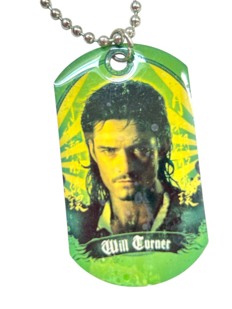 Disney Dog Tag Will Turner Orlando Bloom Necklace Lobster Clasp 24" Chain