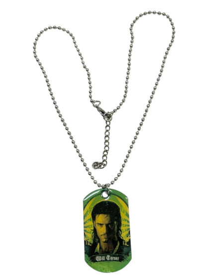 Disney Dog Tag Will Turner Orlando Bloom Necklace Lobster Clasp 24" Chain