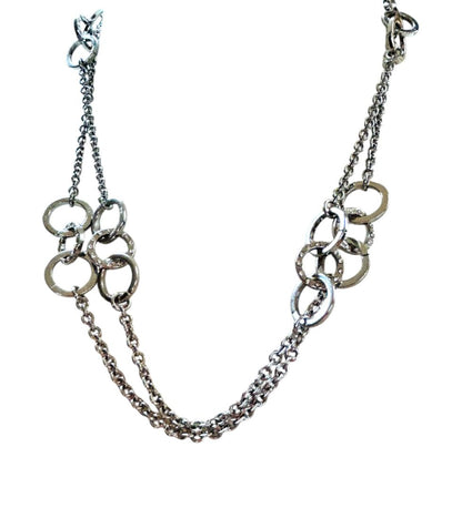 Banana Republic Silvertone 42" Chain Necklace Circle Detail Lobster Clasp