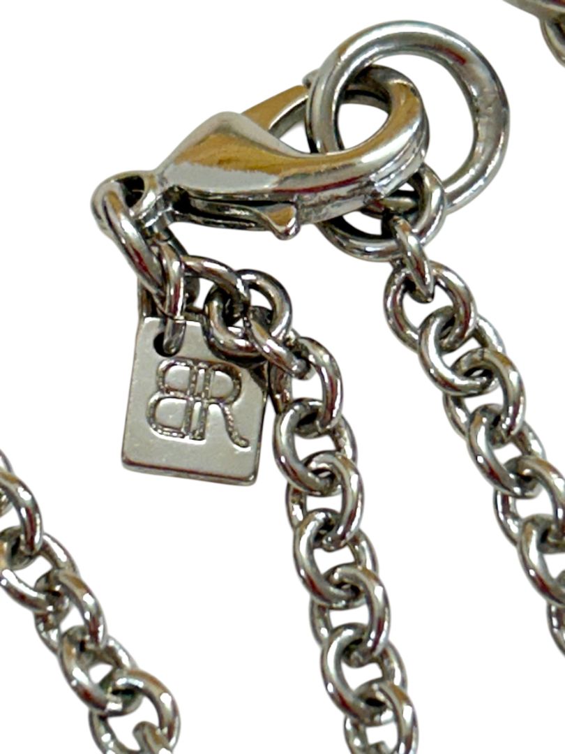 Banana Republic Silvertone 42" Chain Necklace Circle Detail Lobster Clasp
