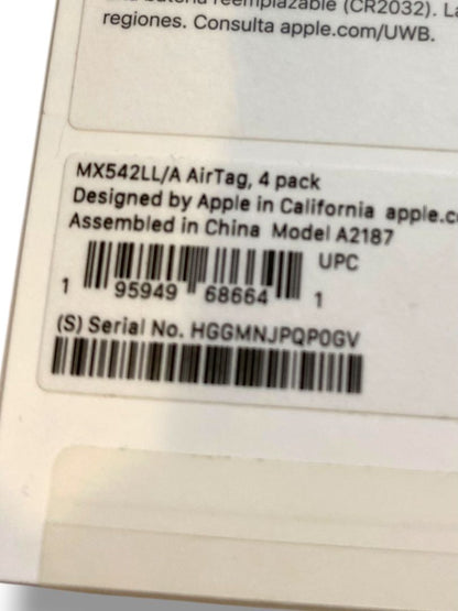 Apple AirTag 1st Generation 4 Pack Bluetooth Item Tracker Locator White