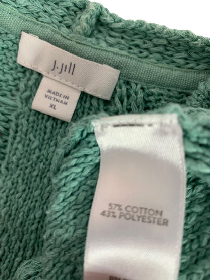 Size XL J.Jill Womens Sea Foam Green V-Neck Cable Knit Sweater