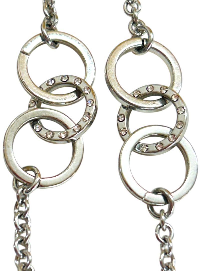 Banana Republic Silvertone 42" Chain Necklace Circle Detail Lobster Clasp