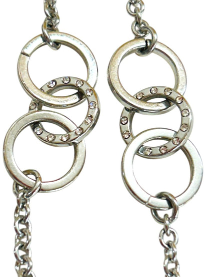 Banana Republic Silvertone 42" Chain Necklace Circle Detail Lobster Clasp