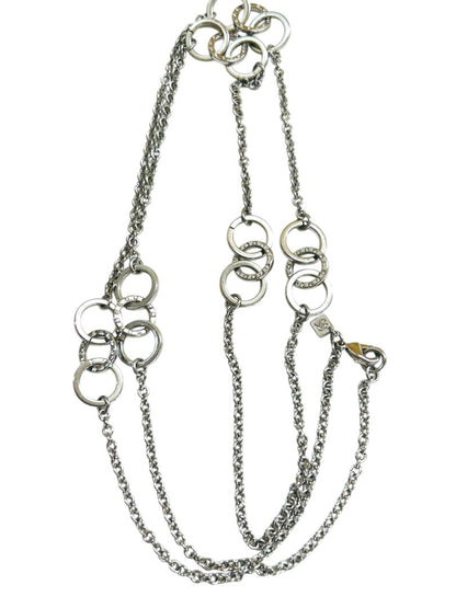 Banana Republic Silvertone 42" Chain Necklace Circle Detail Lobster Clasp