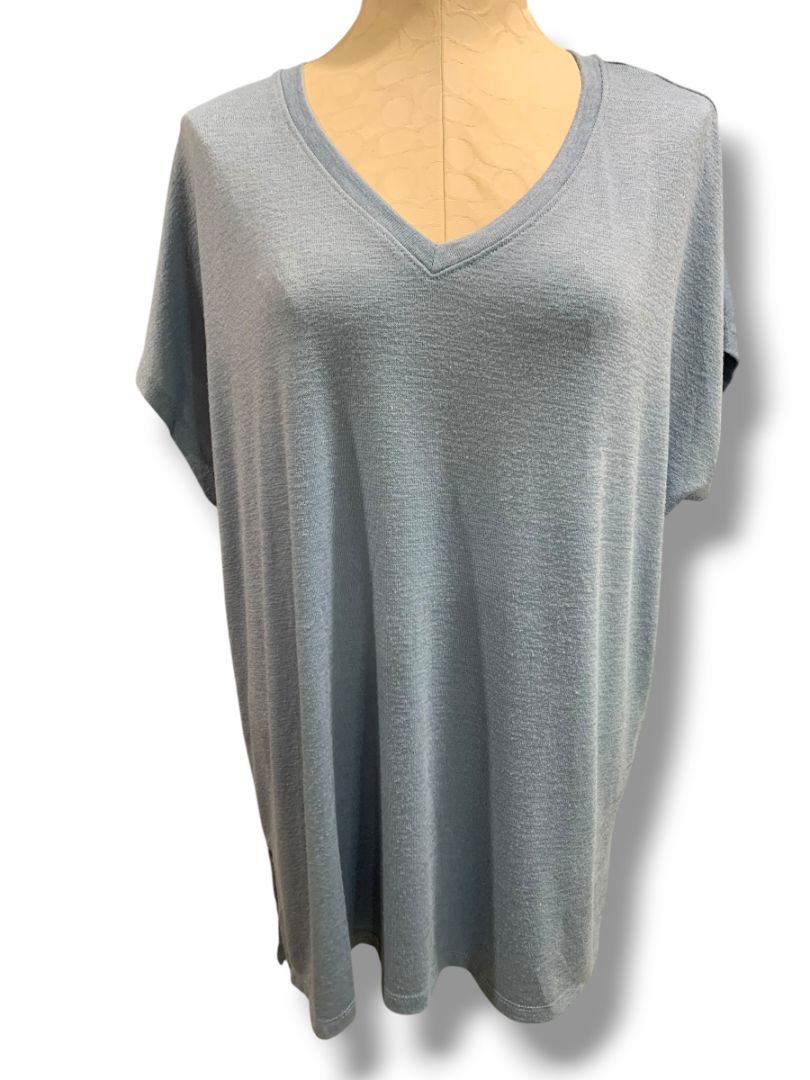 Size XXL Orvis Womens Short Dolman Sleeve V-Neck Sweater Light Blue