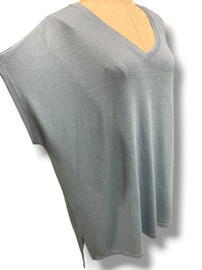 Size XXL Orvis Womens Short Dolman Sleeve V-Neck Sweater Light Blue