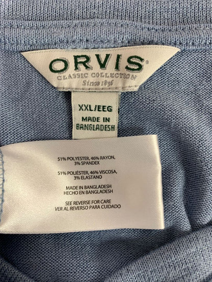 Size XXL Orvis Womens Short Dolman Sleeve V-Neck Sweater Light Blue