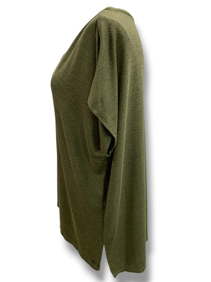 Size XXL Orvis Womens Short Dolman Sleeve V-Neck Sweater Army Green