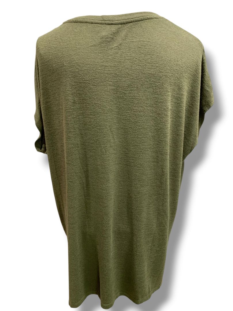 Size XXL Orvis Womens Short Dolman Sleeve V-Neck Sweater Army Green