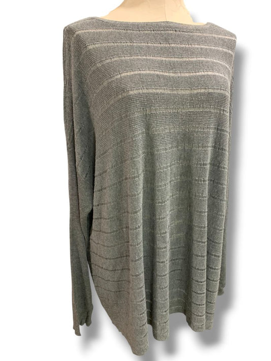 Size XL Eileen Fisher Womens Gray Lightweight Pullover Sweater Knit Stripes