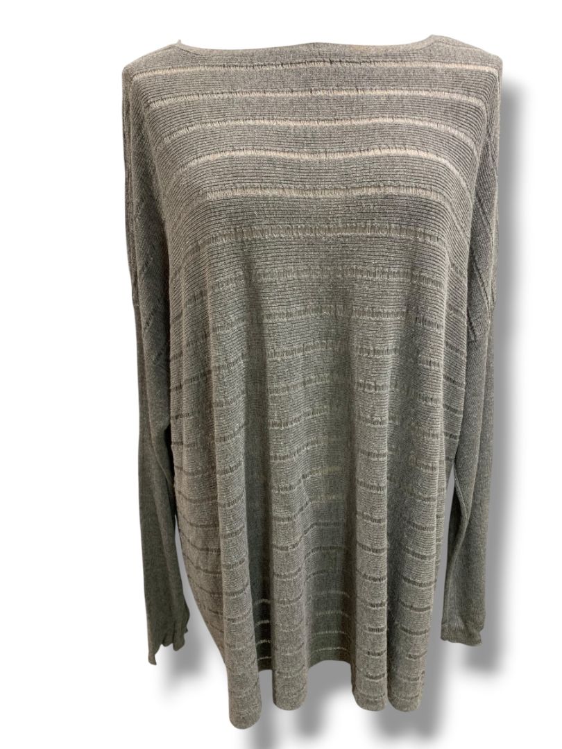 Size XL Eileen Fisher Womens Gray Lightweight Pullover Sweater Knit Stripes