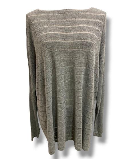 Size XL Eileen Fisher Womens Gray Lightweight Pullover Sweater Knit Stripes