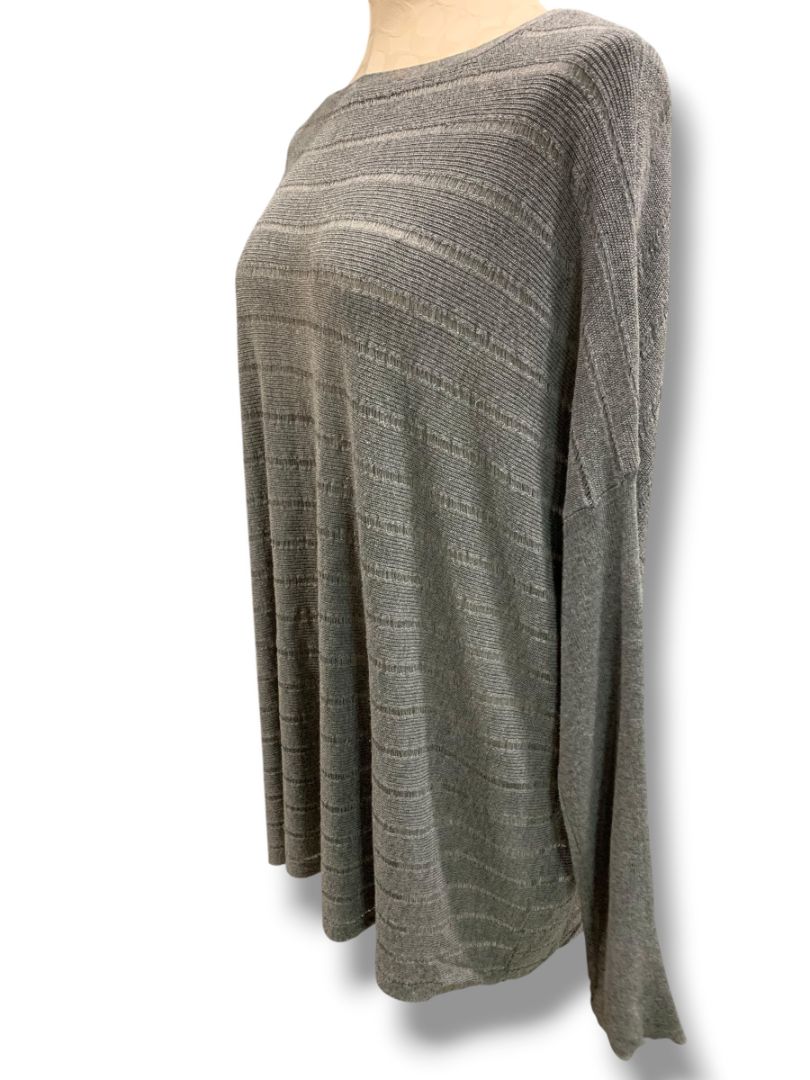 Size XL Eileen Fisher Womens Gray Lightweight Pullover Sweater Knit Stripes