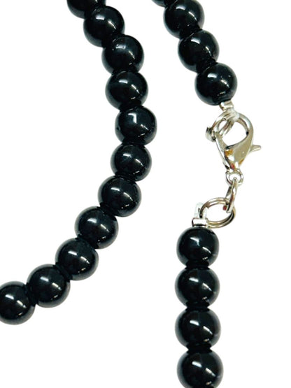 New Black Beaded Jewelry Set Necklace Stretch Bracelet Fishhook Earrings