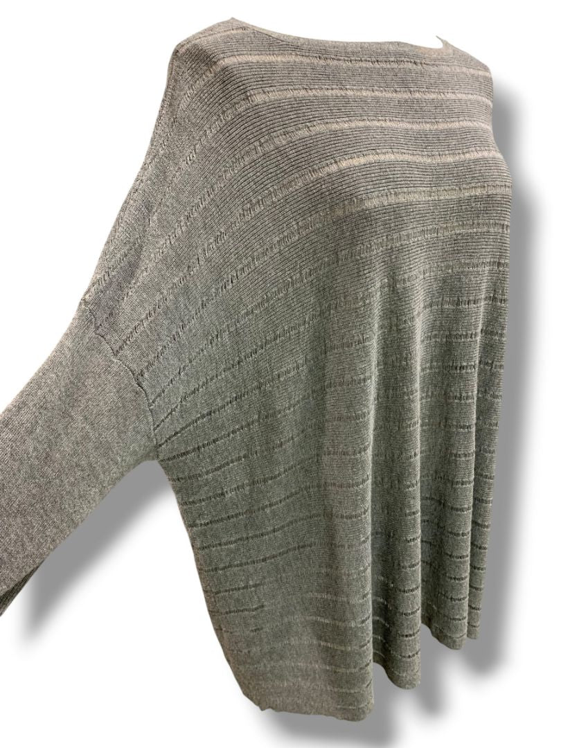 Size XL Eileen Fisher Womens Gray Lightweight Pullover Sweater Knit Stripes